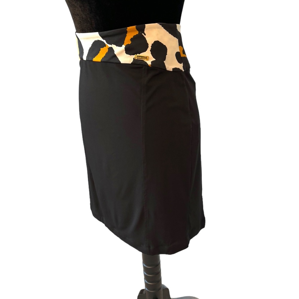 Roberto Cavalli Black Animal Print Stretch Skirt Size Large - Picture 6 of 9